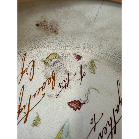 THANKSGIVING Autumn Settings Pie Plate by RUSS Berrie Co hand-painted Deep Dish - Picture 5 of 8